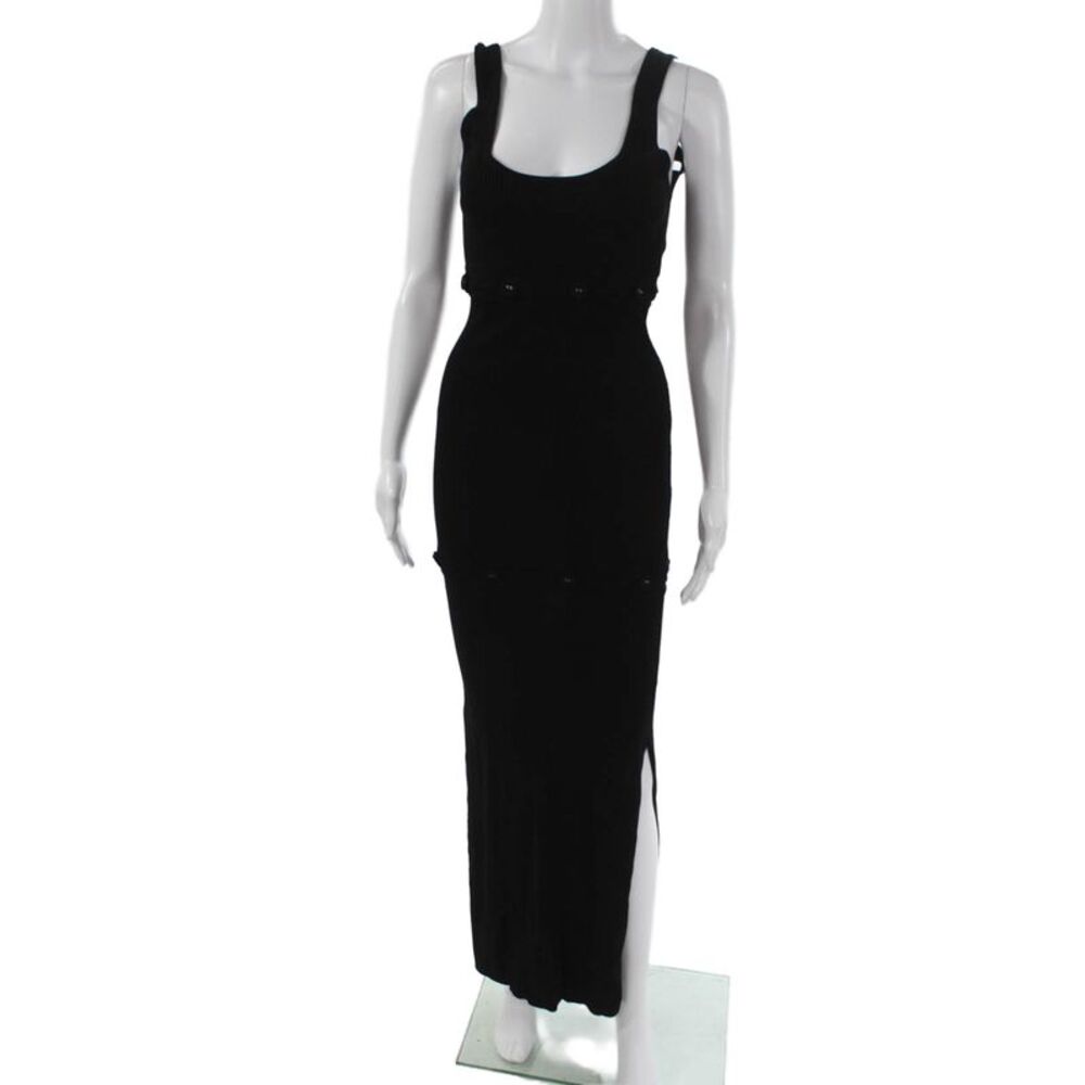 Christopher Esber Women Maxi Dress Black Sleeveless Scoop Neck Viscose Size XS